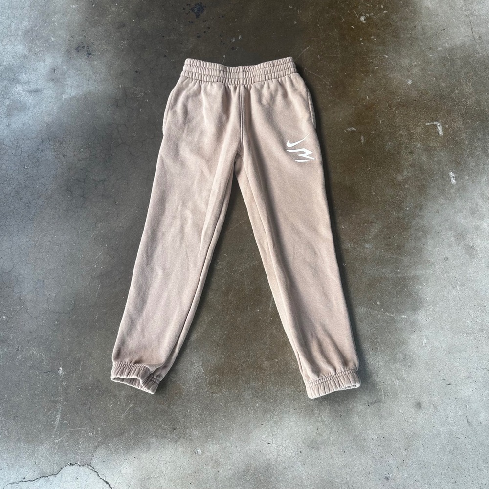 Nike 3Brand Sweatpants Kids Small Tan Excellent Russell Wilson Fleece Joggers